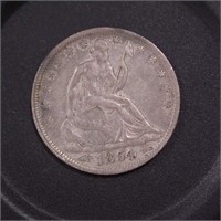 US Coins 1854 Seated Liberty Half Dollar, circulat