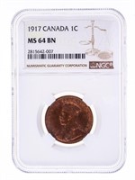 1917 Canada Large One Cent MS64 BN NGC