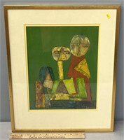 MCM Mixed Media Cubist Figures Painting