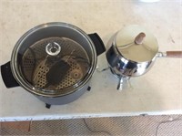 (2) PRESTO Electric Pot W/Lid & Fondue Pot