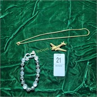 Vintage Airplane Pin, Necklace, Bracelet