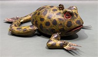 REGGIE BIRCH FOLK ART BULL FROG