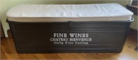 ‘Fine Wines’ Metal Barrel Storage Bench w/ Throws