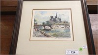 FRAMED AND MATTED WATERCOLOR PAINTING "NOTRE