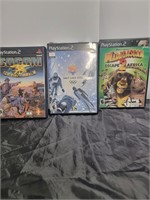 3 PS2 GAMES MADAGASCAR, OLYMPICS, SOCOM