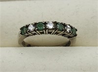 Sterling Emerald Gemstone Sz 5 Ring Signed Avon