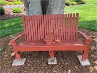 Red Wooden Adirondack Outdoor Bench