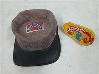 Vintage metal noise maker, Civil War looking hat
