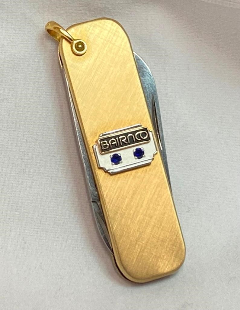 12k Gold-Filled Knife w/ 14k & Sapphire Badge