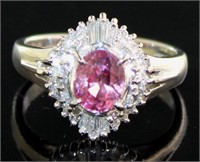 Platinum 1.51 ct GIA Pink Sapphire & Diamond Ring