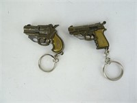 2 Vintage Knife Gun Keychains