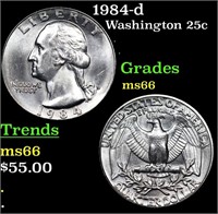 1984-d Washington Quarter 25c Grades GEM+ Unc