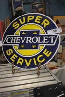 PORCELAIN CHEVROLET SUPER SERVICE ROUND SIGN