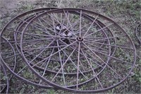 4 Matching Iron Wagon Wheels 54"