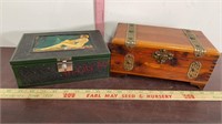 Vintage Cedar Jewelry Box & Cedar Lined Cigar Box