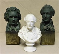 Mozart, Beethoven and Shakespeare Ceramic Busts.