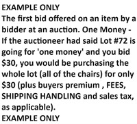 BID PER LOT IS FOR ONE MONEY FOR ALL ITEMS IN LOT