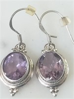 Vintage Sterling Silver Amethyst Earrings