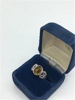 Amber Ring set in Sterling Silver disp box not