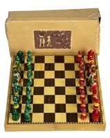 Japanese Kokeshi Hand Painted Wood Chess Set