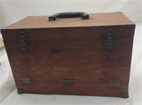 Vintage Wooden Tacklebox 9.5"×18"× 11.5