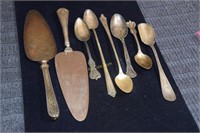 6 Sterling Spoons and 2 Cake Servers, 359g