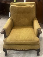 Mid Century Tan Tweed Arm Chair