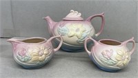 Hull pottery pink magnolia teapot creamer and