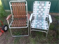 (2) Metal Frame Folding Lawn Chairs