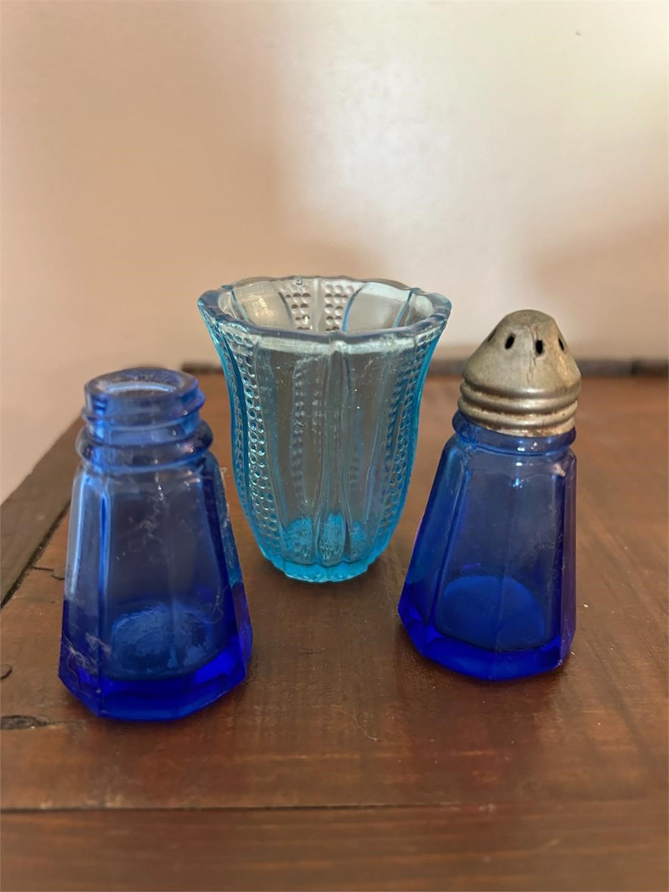 Vintage Cobalt Blue Salt & Pepper Shakers - Small