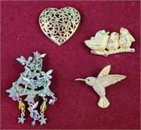 KIRKS FOLLY Fairy Christmas Holiday Tree Brooch,