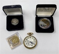 ELGIN POCKET WATCH, SILVER EAGLE & U.S. COINS: