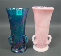 Two Fenton Swan and Cattail Vases