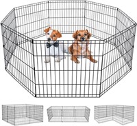 N3015  Foldable Metal Dog Playpen 24-Inch, Black