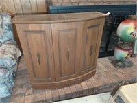 Vintage wooden media cabinet with two doors