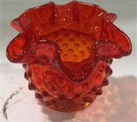 Red glass small vase