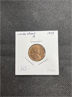 Rare 1949-P WWII Wheat Cent MS60 High Grade