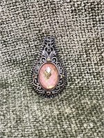 Pink Toned Gold Foil Faceted Sterling Pendant