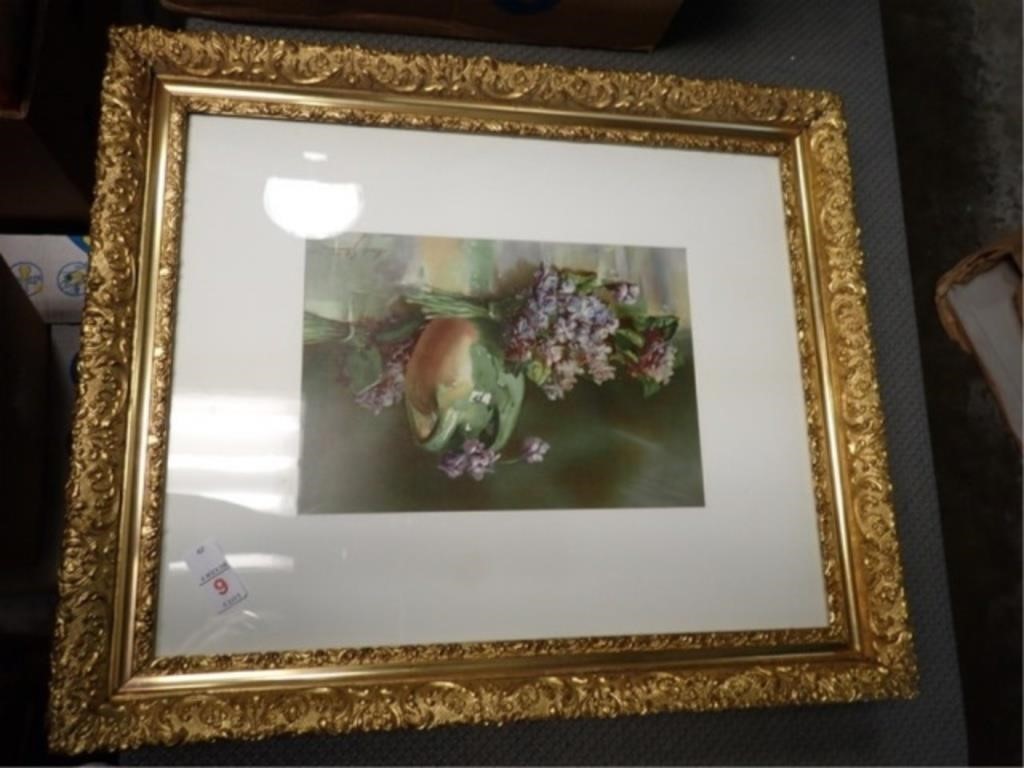 2 SIGNED FLORAL PRINTS IN GILT FRAMES 26x22