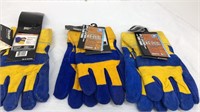 3 pairs of split leather cowhide gloves