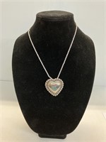18" Necklace & Earrings w/heart .925 mexico CIL