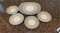 Large Platter with Appetizer Plates Green and