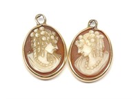 Pair of 14K Gold Carved Cameo Earring Mounts