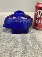 Blue Glass Piggy Bank