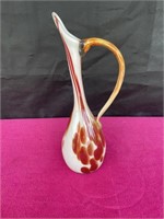 Art Glass, white/brown spots, applied handles