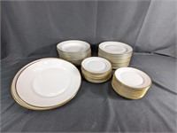 White Porcelain Dinnerware Set w/ Gold Trim