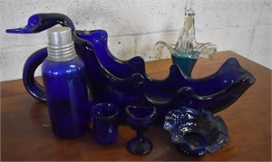 Assorted Blue Glassware
