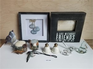 Home Décor Lot - Birds, Glass, Frames & More