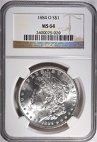 1884-O MORGAN DOLLAR, NGC MS-64