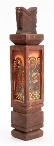 Ethiopian Coptic Hand-painted Carved Wood Icon